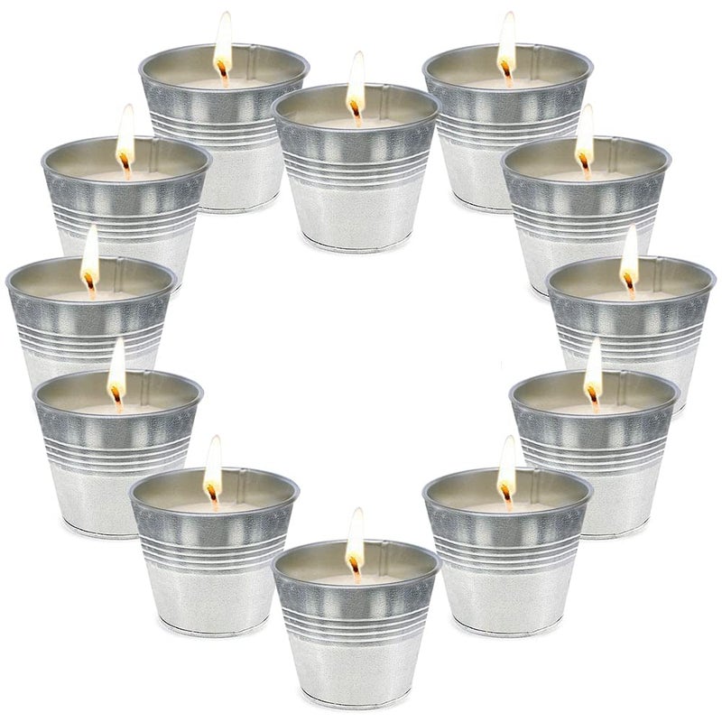 BERYSCEN Pack of 12 Citronella Candles Small Bucket Soy Wax Votive Candle Made with Citronella Essential Oil, Use for Outdoor and Indoor - Image 1